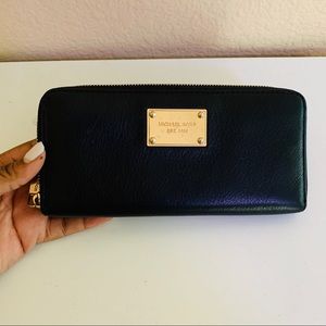 Michael Kors Black Zip Around Continental Wallet